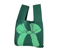 ADTUIUG Portamonete, Borsa for la spesa alla moda riutilizzabile con papillon e nodo da polso, 20 * 36 cm(Dark Green)
