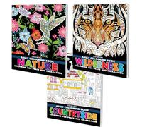Adult Coloring Books for Relaxation - Set of 3 | 90 Nature, Countryside & Wilderness Designs | Stress Relief Coloring Book for Adults | Gift for Women & Men