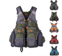 Adult Fly Fishing Kayaking Vest Multi Pockets Adjustable Straps Lightweight Waterproof High Buoyancy Water Sports Swimming Boating Surfing Canoeing Outdoor Safety Gear Flotation(ArmyGreen)