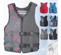 Adult Multifunction Kayaking Vest High Buoyancy Adjustable Boating Surfing Swimming Fishing Canoeing Rafting Paddle Water Sports Outdoor Safety Gear Neoprene Flotation Aid Vest(GRIGIO,XL)