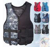 Adult Multifunction Kayaking Vest High Buoyancy Adjustable Boating Surfing Swimming Fishing Canoeing Rafting Paddle Water Sports Outdoor Safety Gear Neoprene Flotation Aid Vest(Black A,XXL)