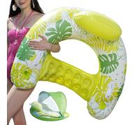 Adult Pool Floats, gonfiabile Water Float, Swim Lounger with Canopy, Built-in Cup Holder, Outdoor Summer Relaxation, 103 x 80 cm, 40,55 x 31,5 pollici, blu, 1 pezzo, 47-80 kg