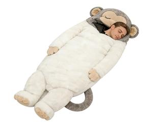 Adult Sleeping Bag, Plush Monkey Design, Cold Weather Camping Gear with Soft Insulation, Outdoor Sleeping Accessory, Travel and Backpacking Bag with Relaxing Comfort, Supplies for Indoor Hiking