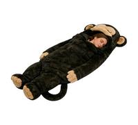 Adult Sleeping Bag Plush Wearable Blanket Monkey Design Warm Travel Camping Hiking Nap Sack for Men Women Indoor Lounge Sofa Reading Relaxing Washable Portable Sleep Cover