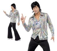 Adulti 70s Rétro Costume Uomo Costume Disco Svasati Completo M-XL