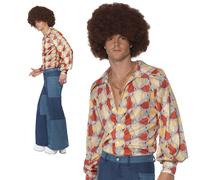 Adulti 70s Uomo Patchwork Pantaloni Solo Jeans Svasato Disco Vestito M L