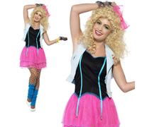 Adulti 80s Wild Ragazza Costume Madonna Pop Stella Kim Wilde Donna Costume Nuovo