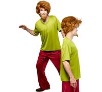 Adulti Arruffati Costume Uomo Scooby Doo Cartoon Vestito + Parrucca