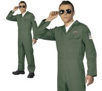 Adulti Aviator Costume Pilota Volo Uniforme 80s Vestito Completo da Uomo N