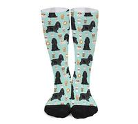 Adulti Calzini 50Cm Cocker Spaniel Con Caffè Cane Cocker Spaniel Nero Con Caffè Calze Accattivanti Calze Fantasia Eleganti Calze Arte Per San Valentino, Palestra, Ciclismo