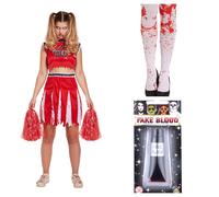 Adulti Cheerleader Zombie Costume Calzini Sangue Finto Horror Costume Set Di 4