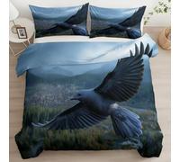 Adulti Copripiumino Microfibra 200 X 200 Cm, Copripiumone Facile Da Pulire & Ipoallergenica, Film Fantasy Corvi Biancheria Da Letto Matrimoniale Grigio Scuro Per Adolescenti Ragazzi Ragazze