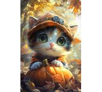 Adulti Diamond Painting Pieno Pittura Art Fai Da Te 5D Kit Cappello Da Strega Gattino Zucca Motivo Disegno DIY Diamante Trapano Per Decorazione Casa e Pareti Craft Arts Trapano Tondo 80x120cm C1202