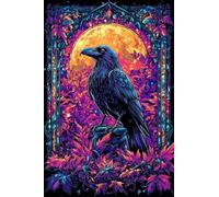 Adulti Diamond Painting Pieno Pittura Art Fai Da Te 5D Kit Corvo in Vetro Colorato Motivo Disegno Ricamo DIY Diamante Trapano Per Decorazione Casa e Pareti Craft Arts Trapano Tondo 50x75cm C1165