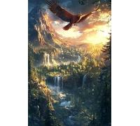Adulti Diamond Painting Pieno Pittura Art Fai Da Te 5D Kit Paesaggio Dell'Aquila in Volo Motivo Disegno DIY Diamante Trapano Per Decorazione Casa e Pareti Craft Arts Trapano Tondo 50x75cm C1311