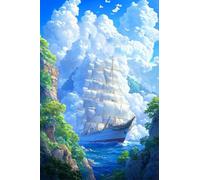 Adulti Diamond Painting Pieno Pittura Art Kit Paesaggio Dell'Isola Della Barca a Vela Motivo Disegno DIY Diamante Trapano Per Decorazione Casa e Craft Arts Trapano Quadrato 40x60cm B1910