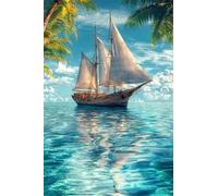 Adulti Diamond Painting Pieno Pittura Art Kit Paesaggio Dell'Isola Della Barca a Vela Motivo Disegno DIY Diamante Trapano Per Decorazione Casa e Craft Arts Trapano Quadrato 80x120cm B1911