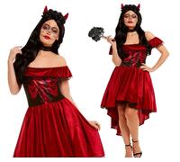 Adulti Diavolo Costume Donna Deluxe Halloween Giorno Dei Morti Vestito