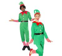 Adulti Elf Costume Donna Uomo Natale Elfo Aiutante di Babbo Natale Costume