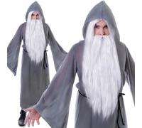 Adulti Grigio Mago Mantello Costume Gandalf Silente Libro Giorno Completo
