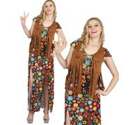 Adulti Hippy Donna Costume Taglia Unica Costume 1970s 60s 70s Medio