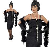 Adulti Lungo Maschietta Costume Nero 1920s Gatsby Donna Vestito 8-22