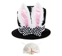 adulti LUSSO PAESE DELLE MERAVIGLIE CONIGLIO CAPPELLO CON GRANDE orecchie e Combinato FIOCCO + Coniglio NASO PERFETTO PER SCUOLA Book Week + Giornata mondiale del Libro Accessorio per costume