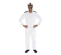 Adulti Marinaio Capitano Costume Uomo Navy Ufficiale Uniforme 80s Completo