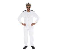 Adulti Marinaio Capitano Costume Uomo Navy Ufficiale Uniforme 80s Completo
