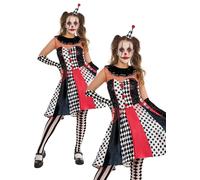 Adulti Monocromatico Clown Costume Halloween Donna Costume Giullare