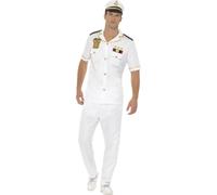 Adulti Navale Ufficiale Costume da Capitano Bianco Uomo Vestito M L