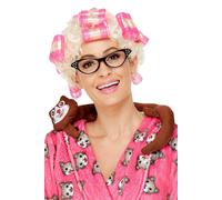 Adulti Nonnina Parrucca Con Rollers Biondo Gatto Donna Hair Pensionato Halloween