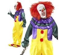 Adulti Pennywise Costume It Halloween Uomo Pagliaccio Spaventoso Deluxe Completo