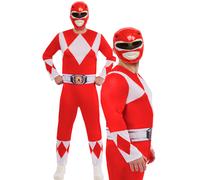 Adulti Potenza Ranger Mighty Morphin Rosso Ranger Costume Ufficiale + Maschera
