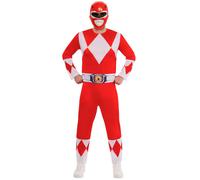 Adulti Potenza Ranger Mighty Morphin Rosso Ranger Costume Ufficiale + Maschera
