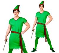 Adulti Robin Hood Costume Libro di Racconti Lost Ragazzo Verde Elfo Uomo Nuovo