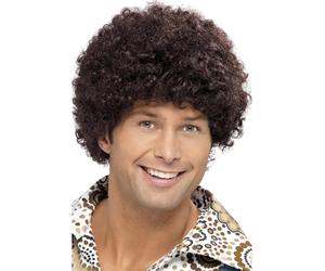 Adulti Uomo 70s Disco Dude Parrucca Halloween Accessorio Costume Completo
