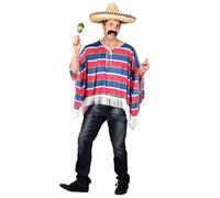 Adulti Uomo Poncho Costume Bandito Messicano Costume Western Cowboy Wild Mexico