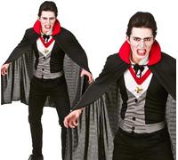 Adulti Vampiro Costume Assetati di Sangue Camicia Avanti Capo Colletto Halloween