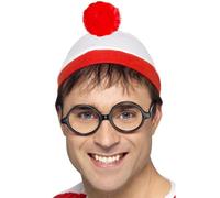 Adulti Where's Wally Costume Set Cappello E Occhiali Kit Nuovo Da Smiffys