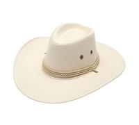 Adulto Casual Solid Western Cowboy cappello da sole largo tesa viaggio cappello da sole cinghia cowboy, beige., Taglia unica