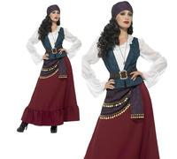 Adulto Deluxe Costume da Pirata Bucaniere Donna Elisabetta Vestito UK 8-1