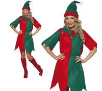 Adulto Elfo Costume Donna Vestito Natale Donna Natale Completo S-XL