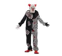 Adulto Malvagio Clown Costume Circo Cosplay Halloween Costume Vintage da Uomo Sanguinario Killer Clown Carnevale Pasqua Fantasia,1,M
