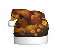Adulto peluche cappello di Natale WHJSHOP Piccolo orso tra le foglie cadute Immagine morbida e confortevole per feste danze Halloween