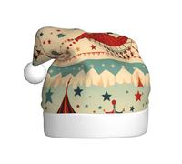 Adulto peluche cappello di Natale YYHHAOFA vintage circo sfondo Immagine con tocco morbido per la festa di Natale adatto per uomini e donne