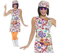 Adulto Retrò Mod 60s 70s Groovy Ragazza Costume da Hippy Donna Costume