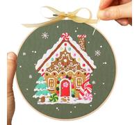 Adults Beginner Embroidery Kit - Hand Stitching Kit, Christmas Craft Set, Multifunctional Thread and Needle Supplies | Embroidery Pattern for Holiday Decorations Stitching Set for Christmas Projects
