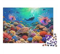 Adults Puzzle Coral Reef Turtle Puzzles 1000 Pezzi Recycled Lionfish Puzzle for Puzzle Accessori Di Gioco Impossible Hard Difficile Stimolante Fun Game 70x50cm/1000 pezzis