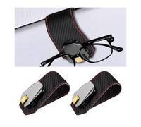 Adunsiaoto 2 Pezzi Clip Portaocchiali per Auto, Porta Occhiali in Pelle E Clip Biglietti da Visita, Clips per Occhiali da Auto con Design a Carrucola Automobile Accessori(Fibra Carbonio)
